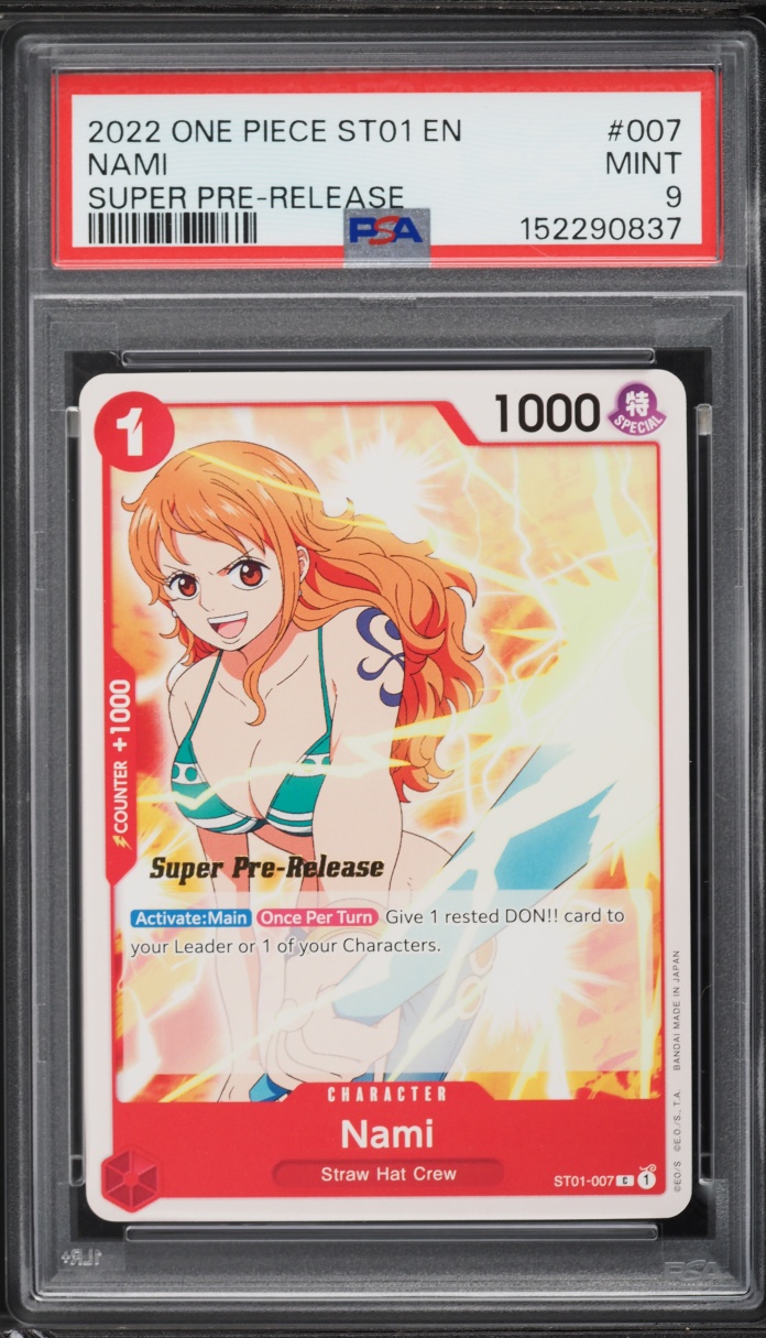 2022 One Piece Straw Hat Crew Super Pre-Release Nami #ST01-007 PSA 9 MINT