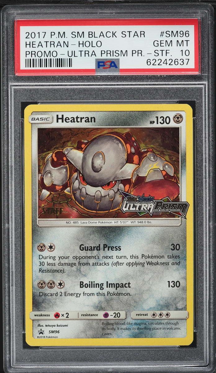 2018 Pokemon SM Black Star Promo Prerelease Staff Holo Heatran #SM96 PSA 10 GEM