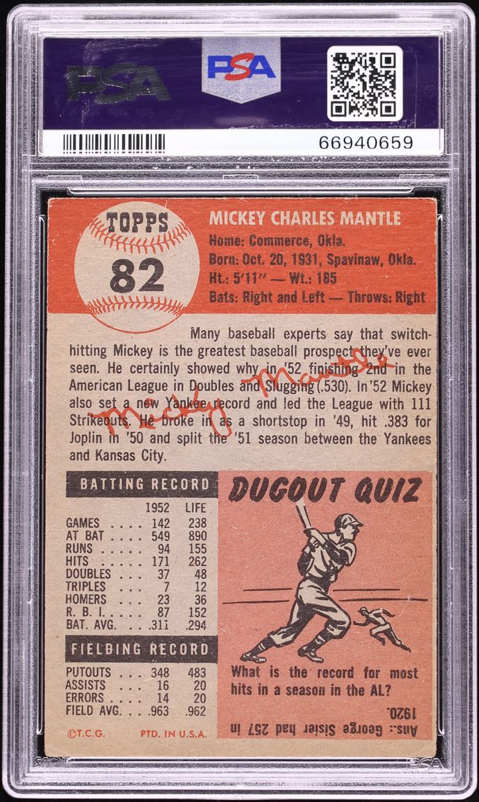 1953 Topps Mickey Mantle #82 PSA 4 VGEX