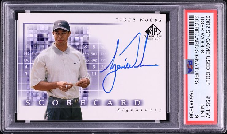 2002 SP Game Used Scorecard Tiger Woods AUTO #SS-TW PSA 9 MINT
