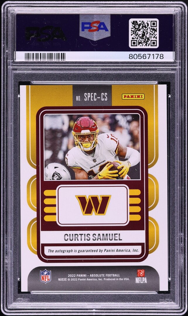 2022 Absolute Spectrum Curtis Samuel AUTO DNA 8 /75 #SPEC-CS PSA 10 GEM MINT