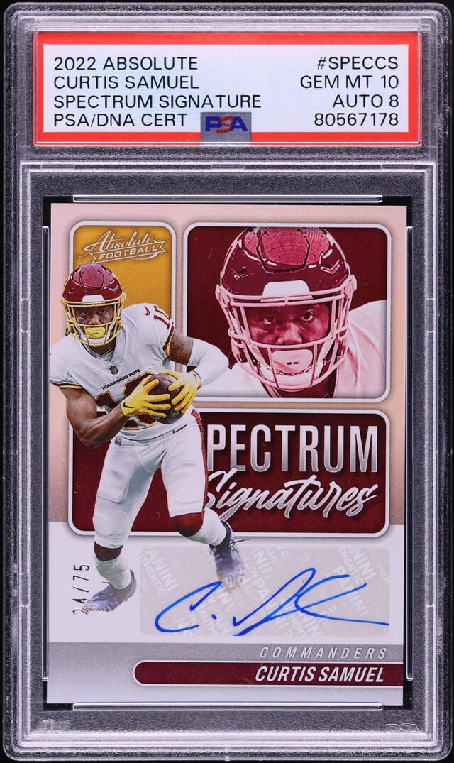 2022 Absolute Spectrum Curtis Samuel AUTO DNA 8 /75 #SPEC-CS PSA 10 GEM MINT