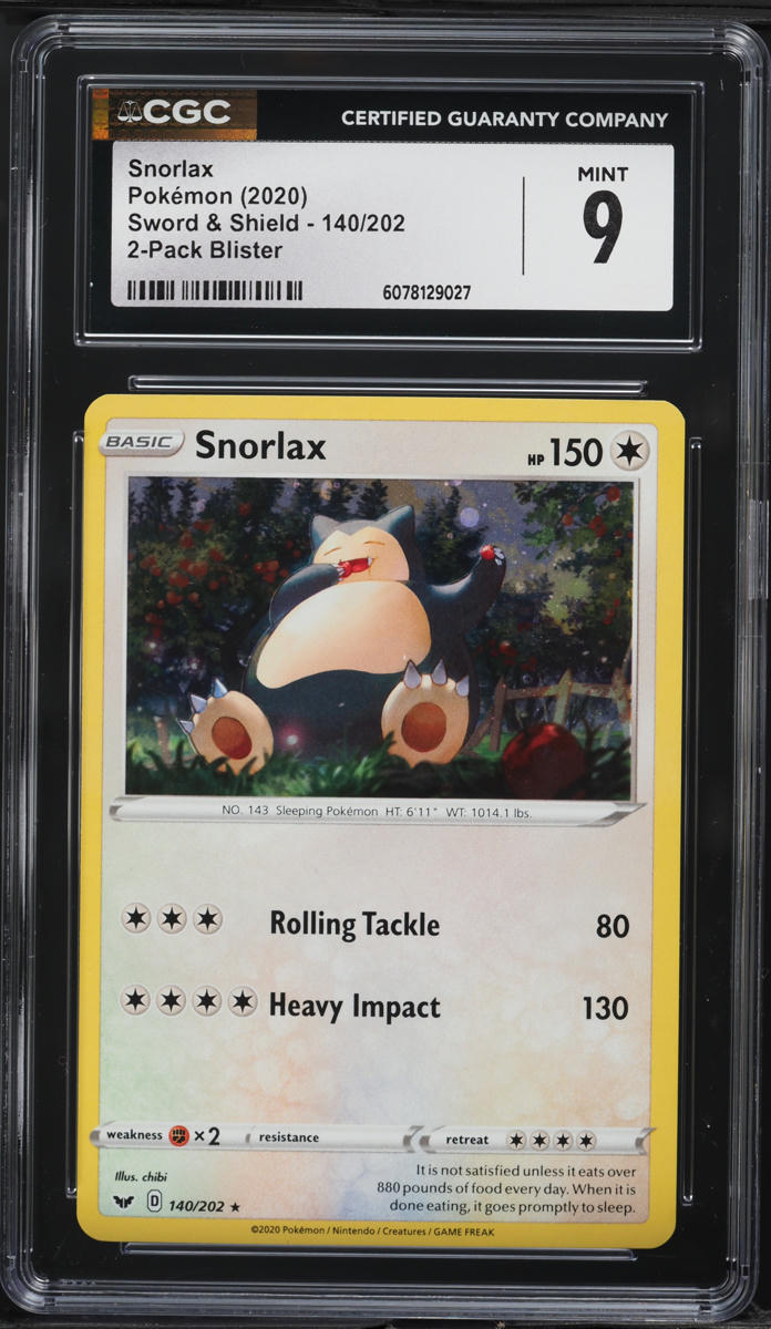 2020 Pokemon Sword & Shield Promo 2 Pack Blister Snorlax #140 CGC 9 MINT