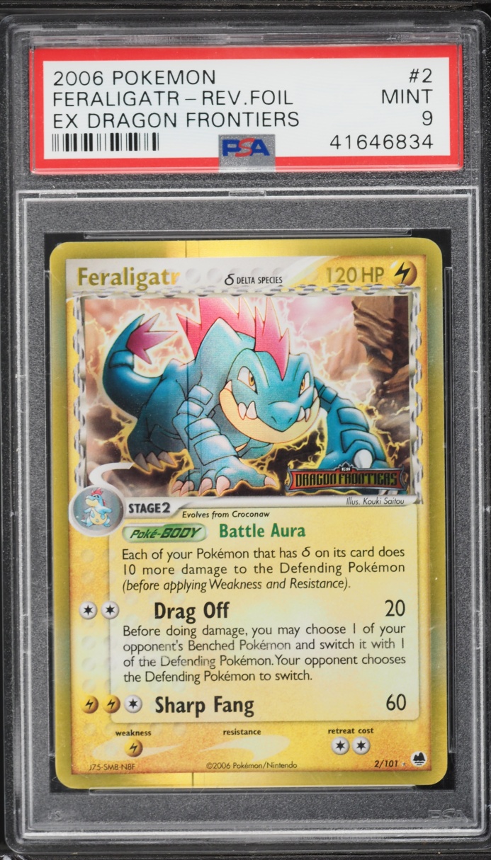 2006 Pokemon EX Dragon Frontiers Reverse Holo Feraligatr #2 PSA 9 MINT