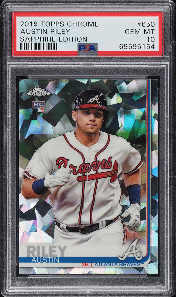 2019 Topps Chrome Sapphire Austin Riley ROOKIE #650 PSA 10 GEM MINT