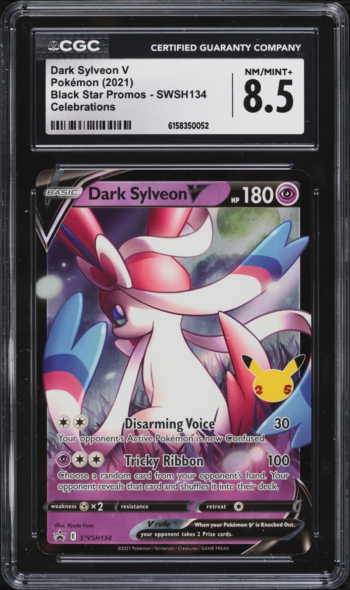 2021 Pokemon Sword & Shield Promo Celebrations Alt Art Dark Sylveon V #SWSH134 CGC 8.5 NM-MT+