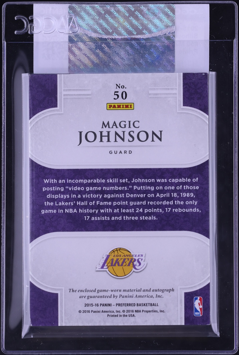 2015 Panini Preferred Silhouettes Prime Magic Johnson PATCH AUTO /25 #50 CGC AUTH
