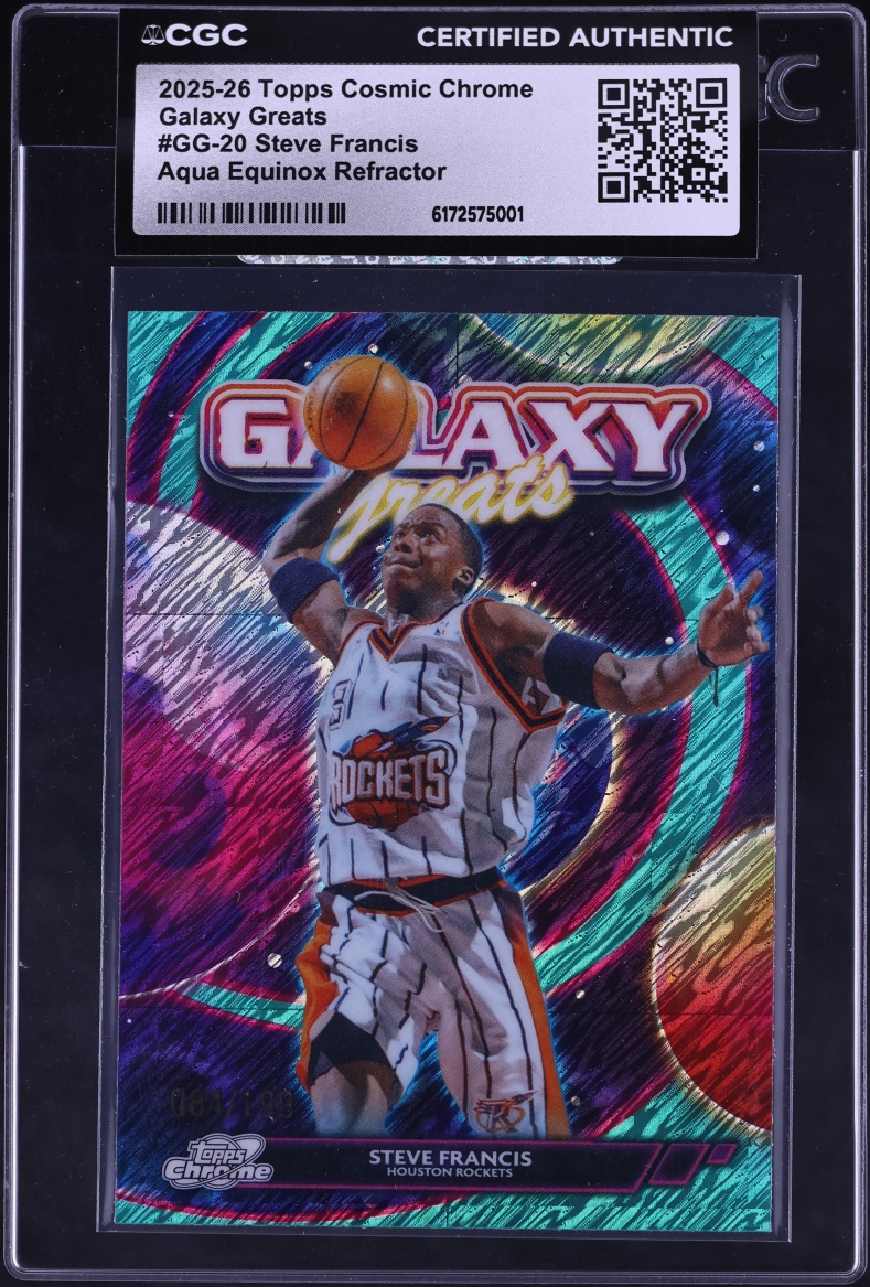 2025 Topps Chrome Cosmic Galaxy Greats Aqua Equinox Refractor Steve Francis /199 CGC AUTH