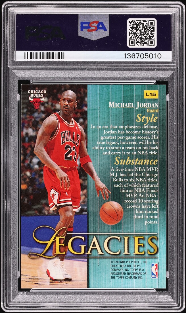 1998 Topps Legacies Michael Jordan #L15 PSA 9 MINT