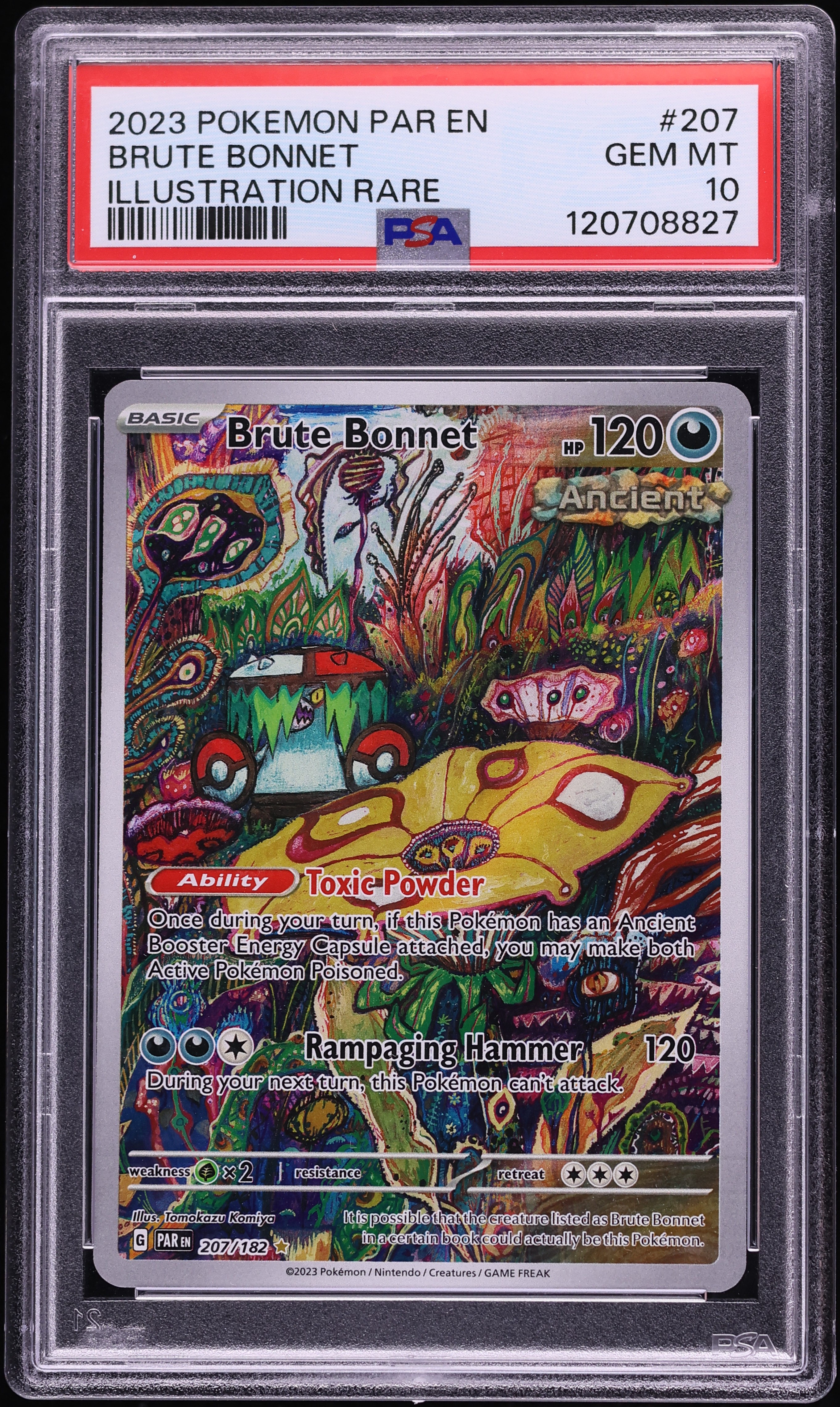 2023 Pokemon Scarlet & Violet Paradox Rift IR Brute Bonnet #207 PSA 10 GEM MINT
