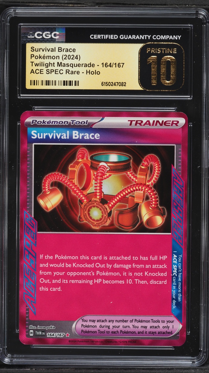 2024 Pokemon Scarlet & Violet Twilight Masquerade Ace Spec Survival Brace #164 CGC 10 PRISTINE