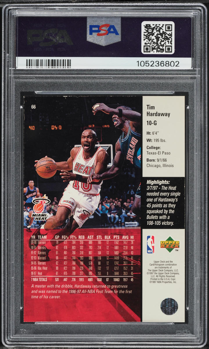 1997 Upper Deck Game Dated Tim Hardaway #66 PSA 8 NM-MT