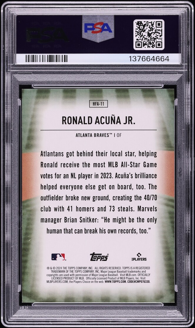 2024 Topps Home Field Advantage Ronald Acuna Jr. #HFA-11 PSA 9 MINT