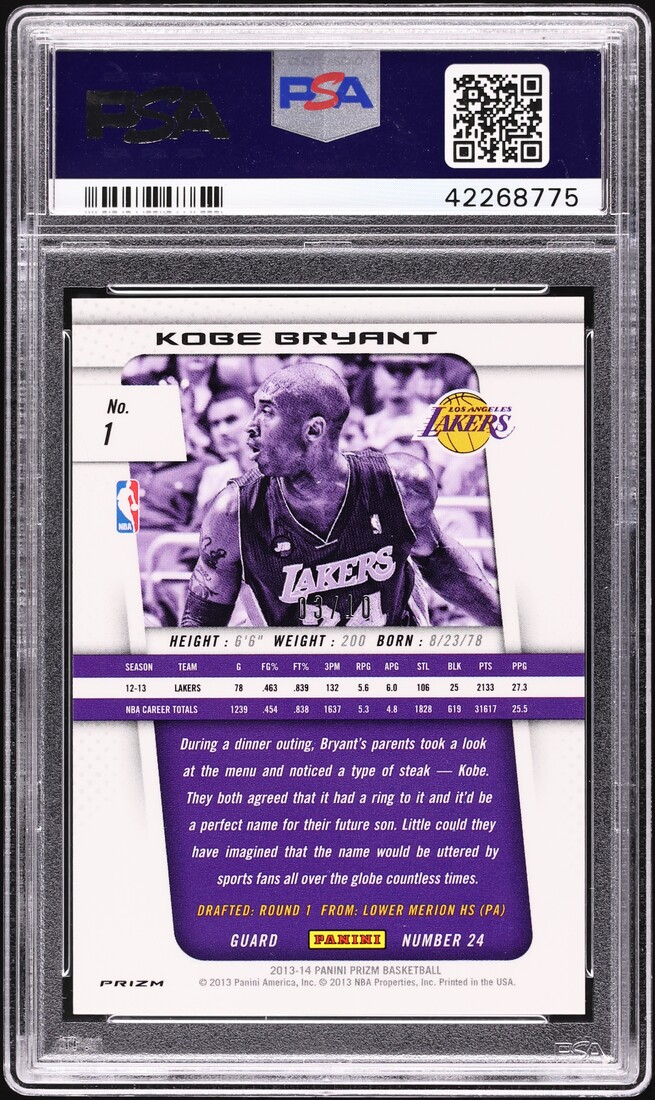 2013 Panini Prizm Gold Kobe Bryant /10 #1 PSA 10 GEM MINT