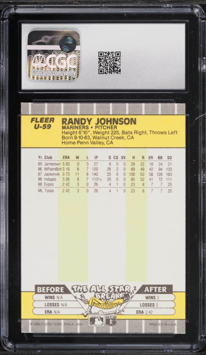 1989 Fleer Update Randy Johnson #U-59 CGC 9 MINT