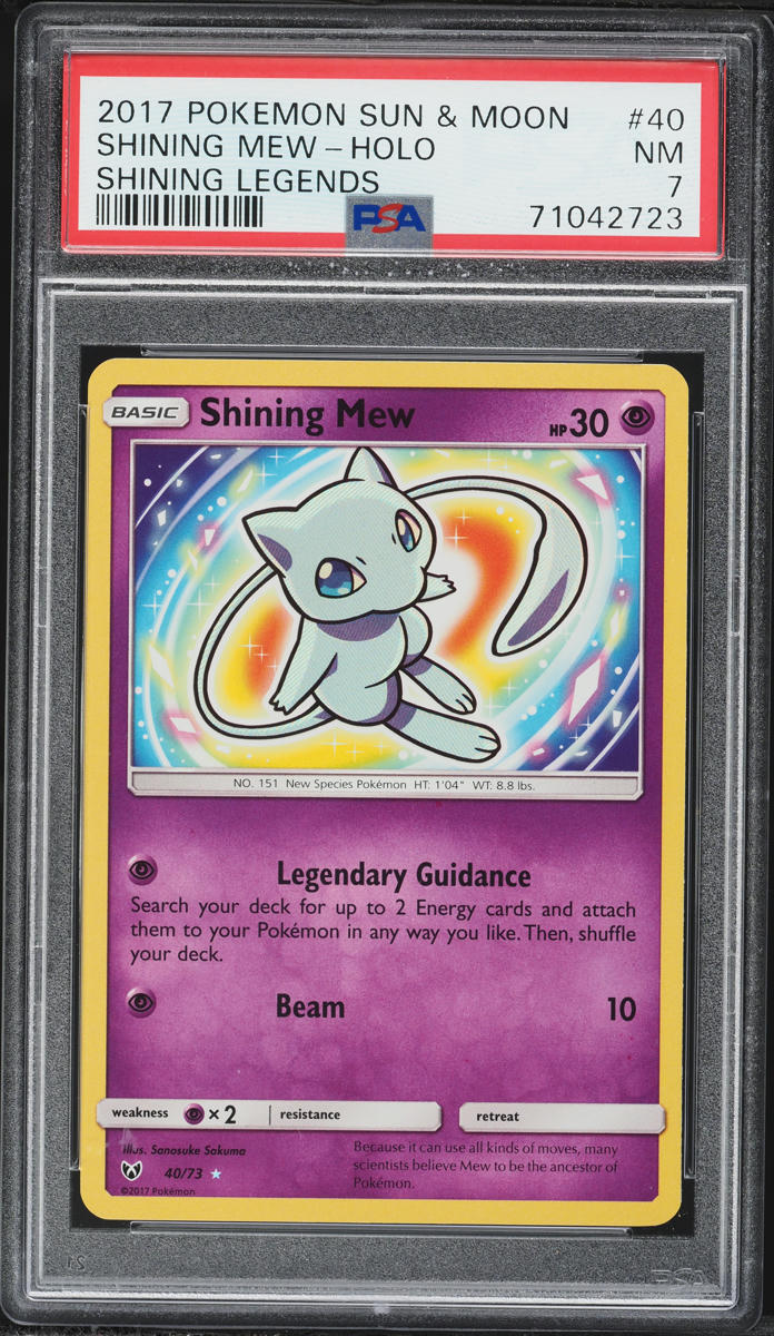 2017 Pokemon Sun & Moon Shining Legends Holo Shining Mew #40 PSA 7 NRMT