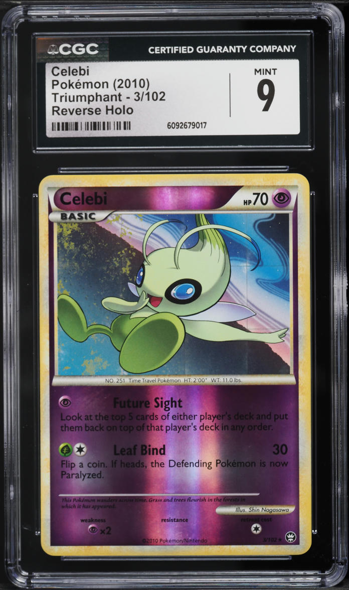 2010 Pokemon HeartGold & SoulSilver Triumphant Reverse Holo Celebi #3 CGC 9 MINT
