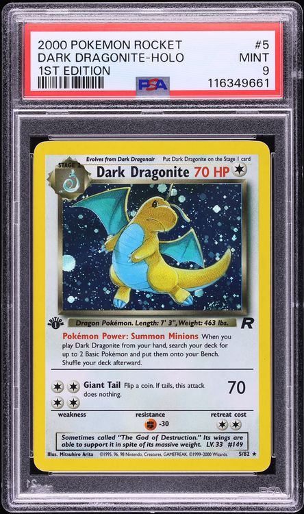 2000 Pokemon Team Rocket 1st Edition Holo Dark Dragonite #5 PSA 9 MINT