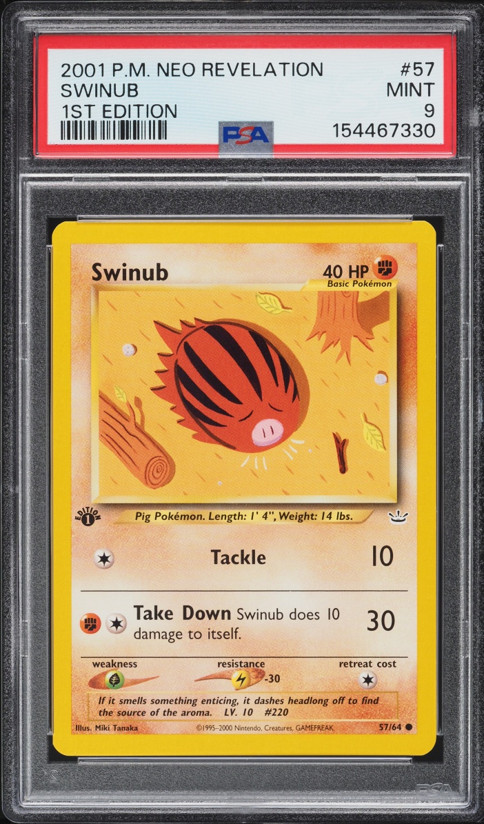2001 Pokemon Neo Revelation 1st Edition Swinub #57 PSA 9 MINT