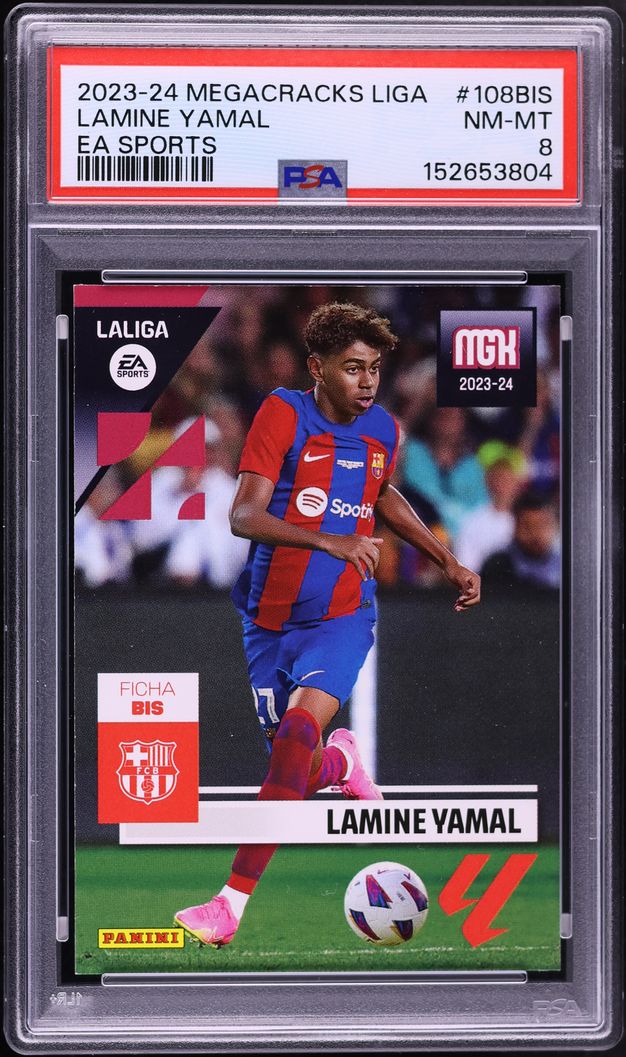 2023 Panini Megacracks LaLiga EA Sports Lamine Yamal ROOKIE #108BIS PSA 8 NM-MT