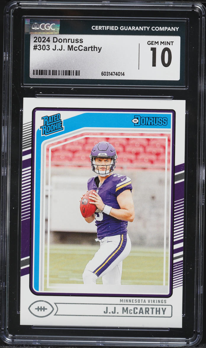 2024 Donruss Football J.J. McCarthy ROOKIE #303 CGC 10 GEM MINT