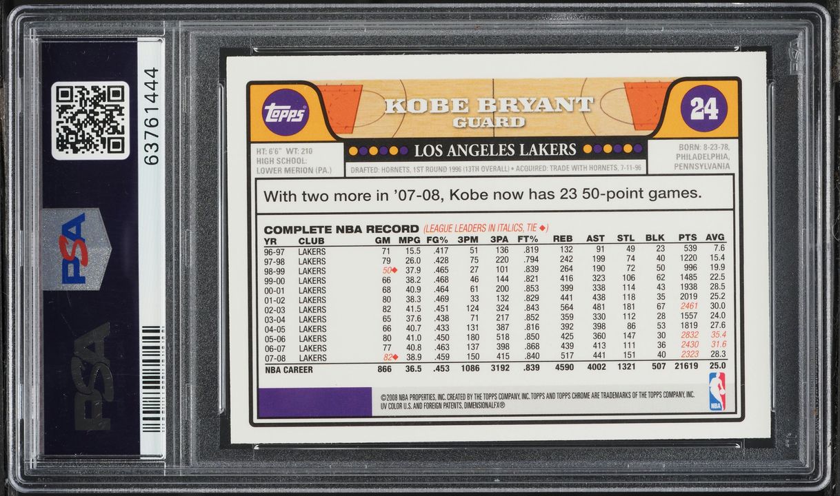 2008 Topps Chrome Kobe Bryant w/ LeBron James #24 PSA 10 GEM MINT - Photo 2