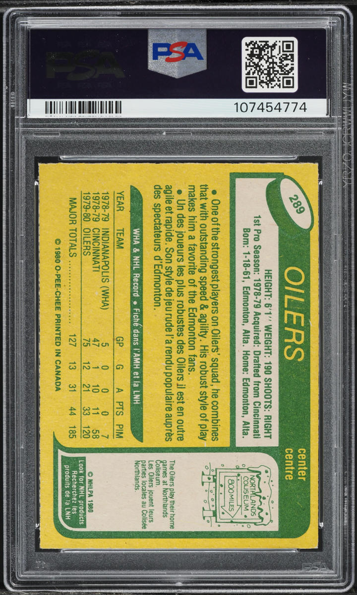 1980 O-Pee-Chee Hockey Mark Messier ROOKIE #289 PSA 8(oc) NM-MT