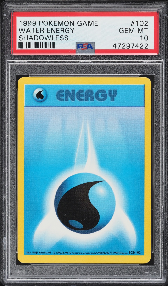 1999 Pokemon Base Set Shadowless Water Energy #102 PSA 10 GEM MINT