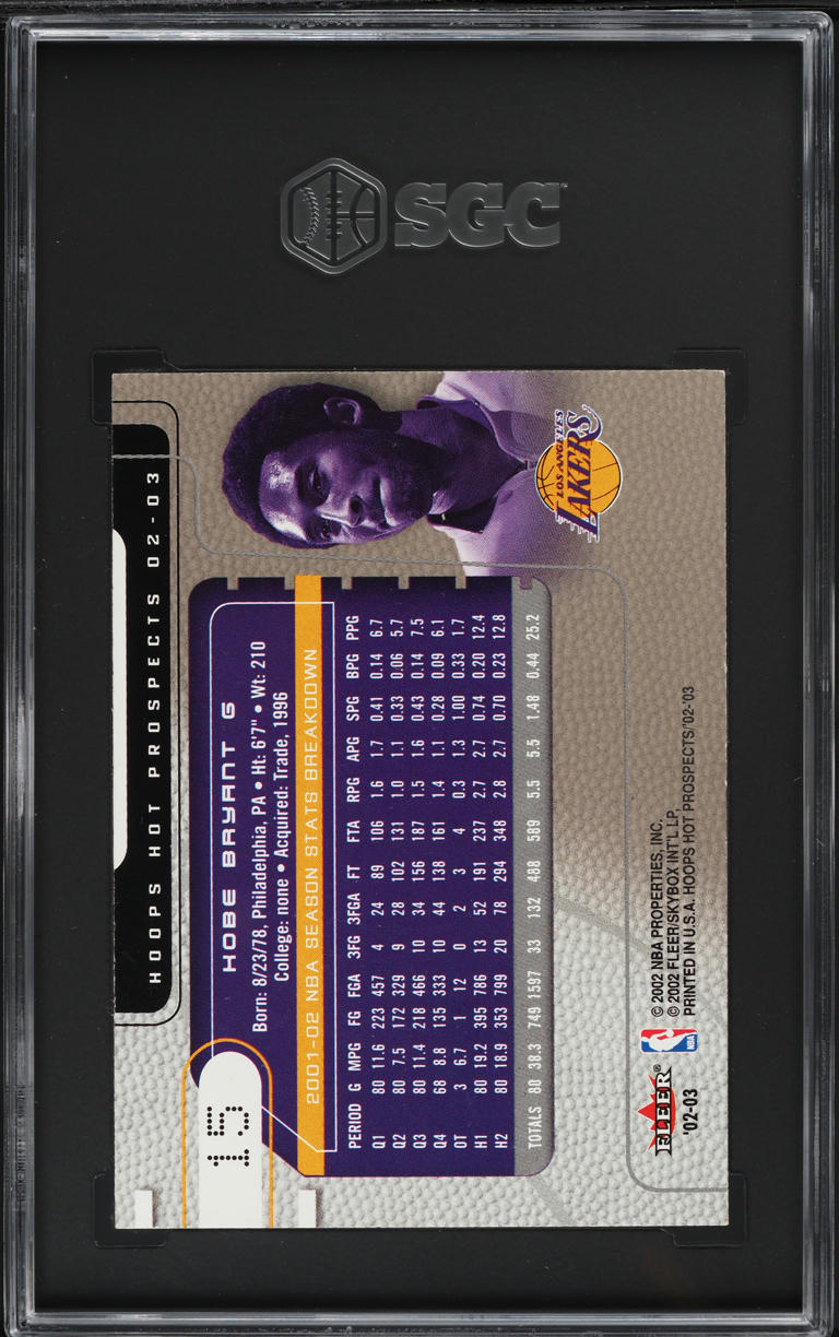 2002 Hoops Hot Prospects Kobe Bryant #15 SGC 9 MINT