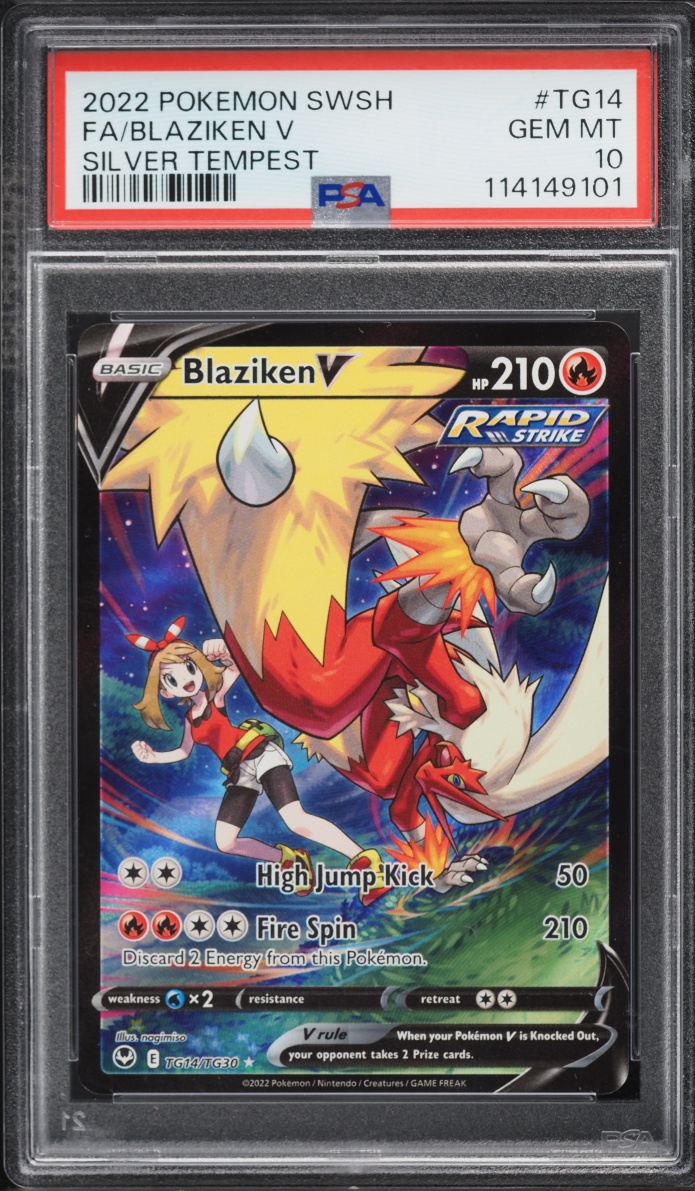 2022 Pokemon Sword & Shield Silver Tempest Full Art Blaziken V #TG14 PSA 10 GEM MINT