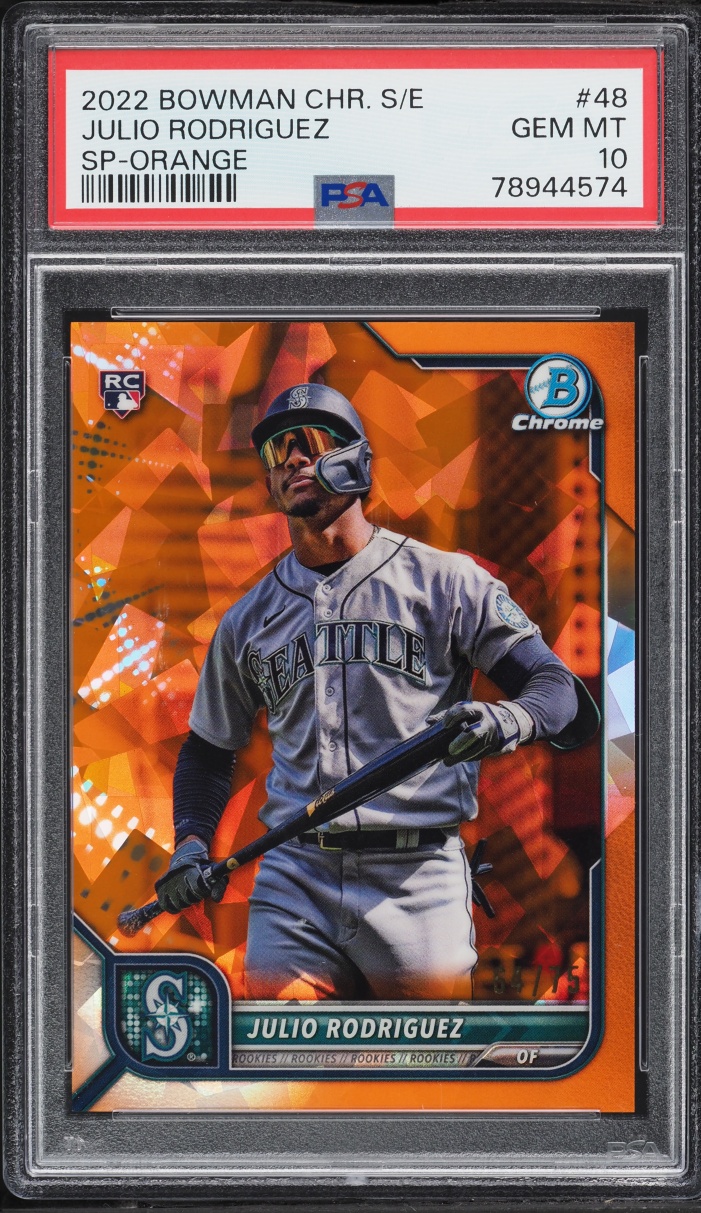 2022 Bowman Chrome Sapphire Orange Julio Rodriguez SP ROOKIE /75 #48 PSA 10 GEM MINT