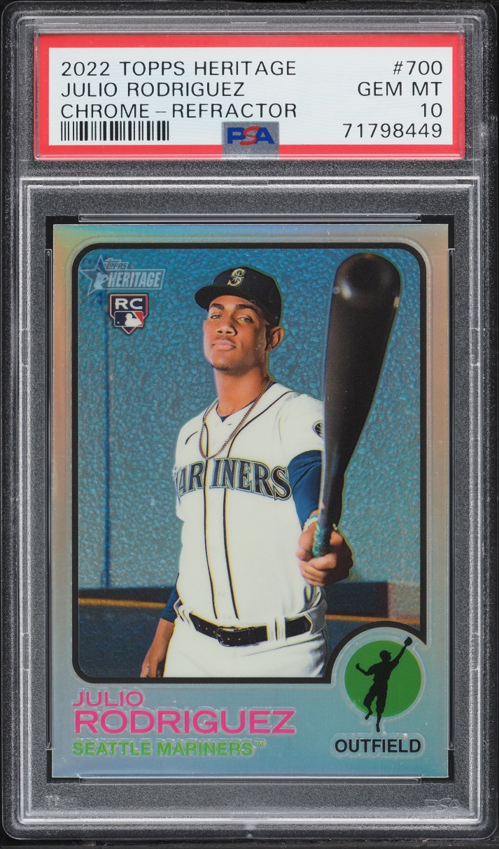 2022 Topps Heritage Chrome Refractor Julio Rodriguez ROOKIE /673 #700 PSA 10 GEM MINT