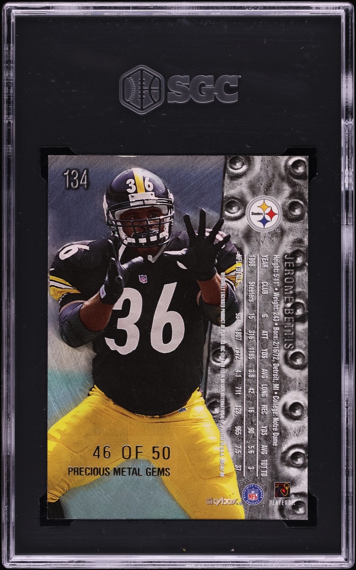 1999 Skybox Metal Universe Precious Metal Gems Jerome Bettis /50 #134 SGC 7 NRMT