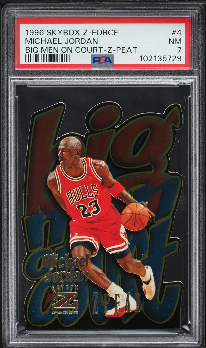 1996 Skybox Z-Force Big Men On Court Z Peat Die-Cut Michael Jordan #4 PSA 7 NRMT