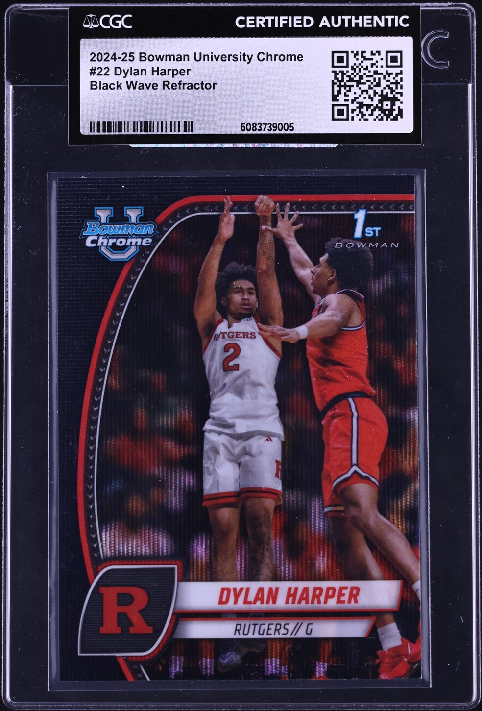 2024 Bowman Chrome University Black Wave Refractor Dylan Harper ROOKIE #22 CGC AUTH