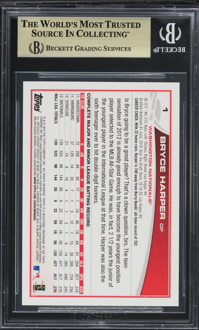 2013 Topps Bryce Harper #1A BGS 9.5 GEM MINT