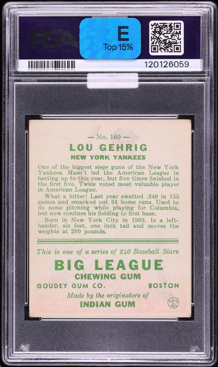 1933 Goudey Lou Gehrig #160 MBA PSA 2.5 GD+