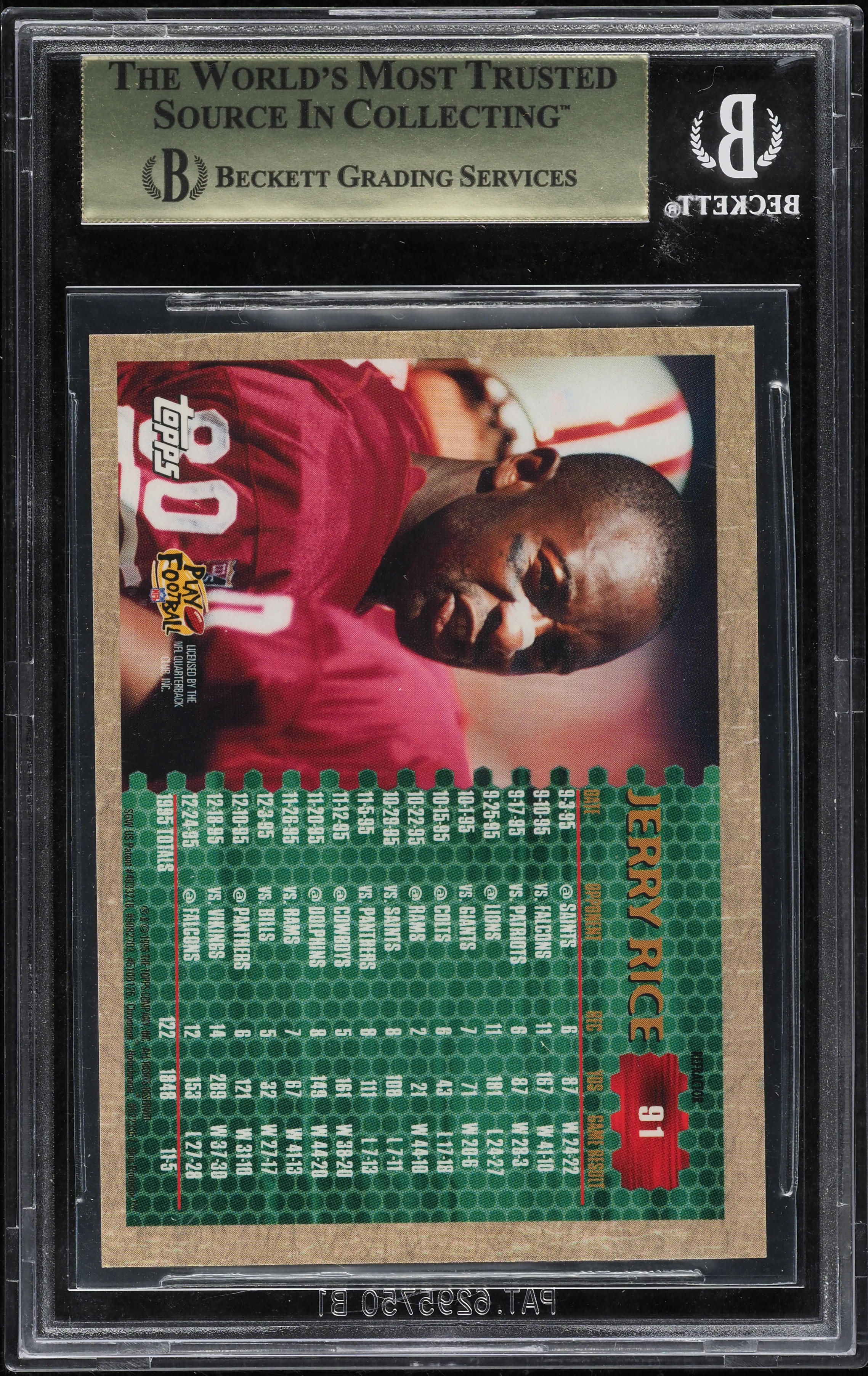 1996 Topps Chrome Refractor Jerry Rice #91 BGS 9.5 GEM MINT