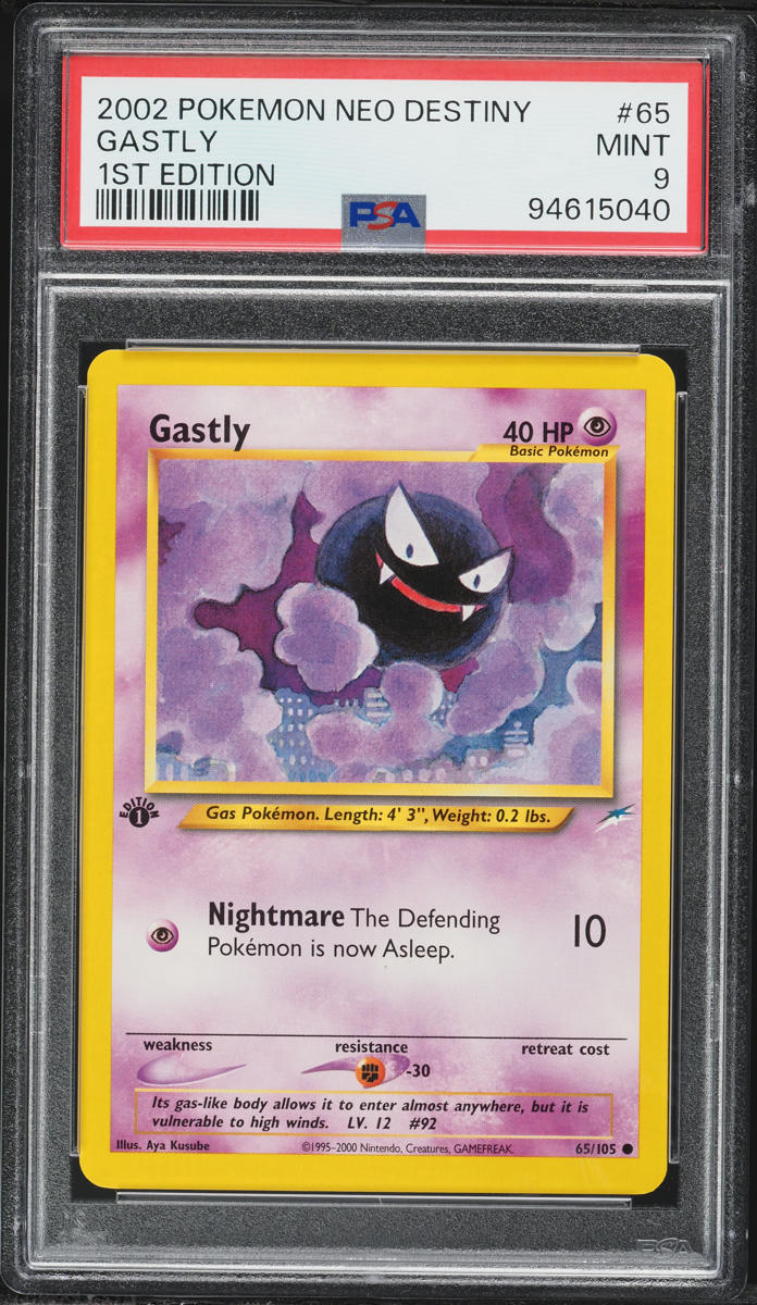 2002 Pokemon Neo Destiny 1st Edition Gastly #65 PSA 9 MINT