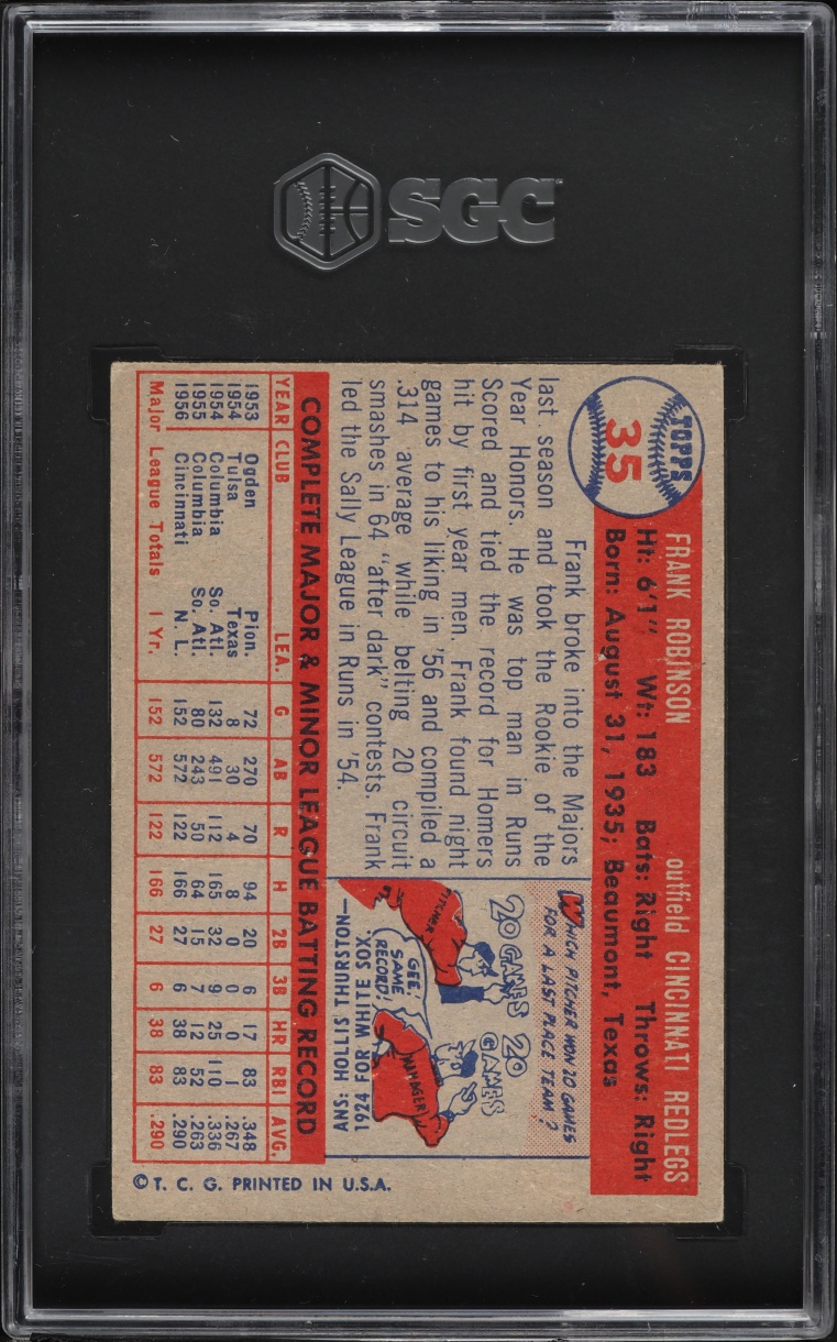 1957 Topps Frank Robinson ROOKIE #35 SGC 5.5 EX+