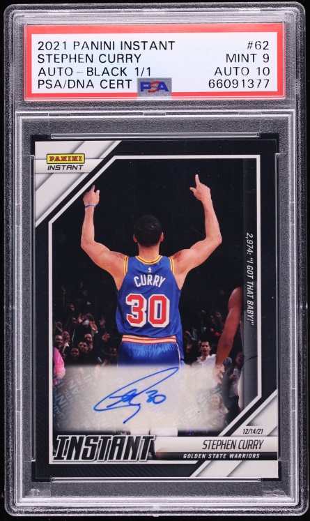 2021 Panini Instant Black Stephen Curry AUTO DNA 10 1/1 #62 PSA 9 MINT