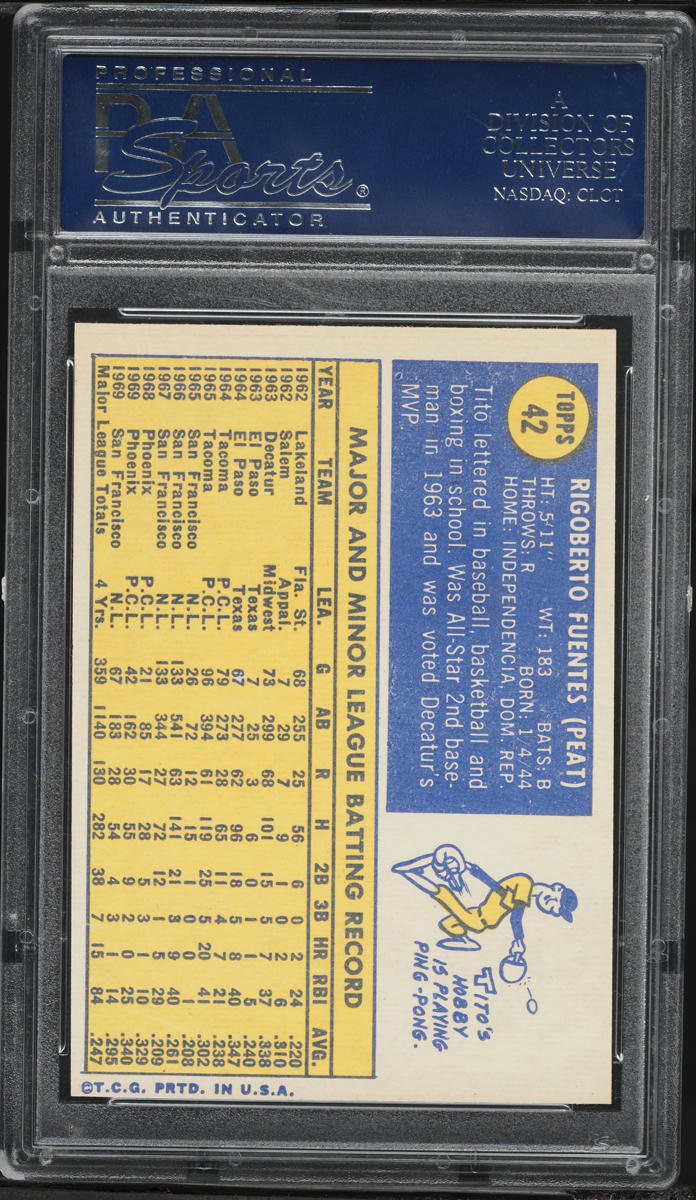 1970 Topps Tito Fuentes #42 PSA 8 NM-MT