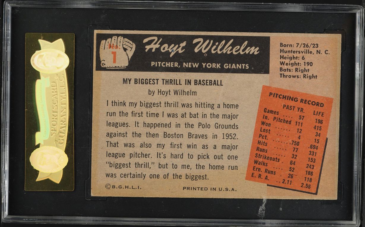 1955 Bowman Hoyt Wilhelm #1 SGC 5 EX