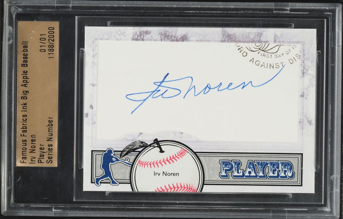 2014 Famous Fabrics Ink Big Apple Edition Cut Signature Irv Noren AUTO 1/1
