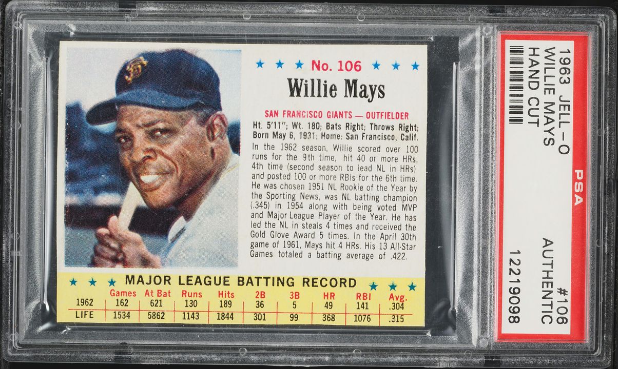 1963 Jell-O Willie Mays HAND CUT #106 PSA AUTH