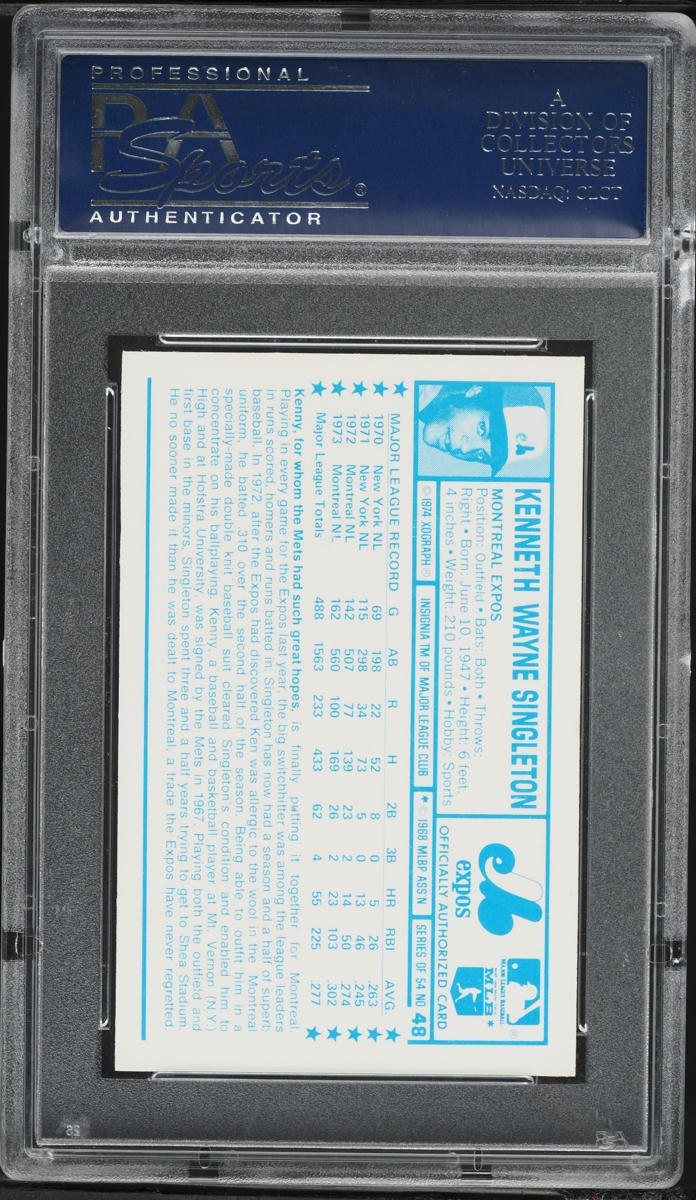 1974 Kellogg's Ken Singleton #48 PSA 10 GEM MINT