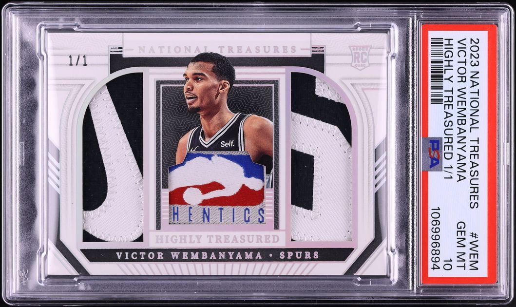 2023 National Treasures Highly Treasured Victor Wembanyama ROOKIE LOGOMAN TAG PATCH 1/1 PSA 10
