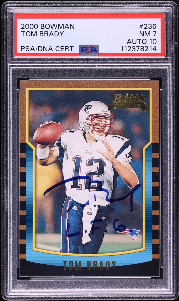 2000 Bowman Football Tom Brady ROOKIE AUTO DNA 10 #236 PSA 7 NRMT