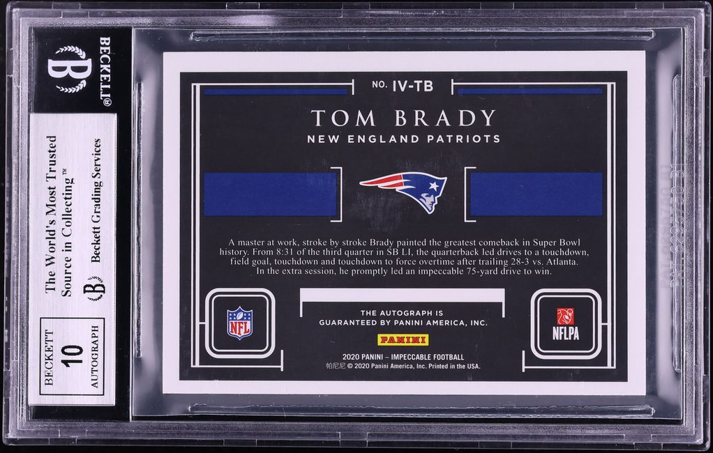 2020 Panini Impeccable Victory Platinum Tom Brady AUTO 1/1 #9 BGS 9 MINT