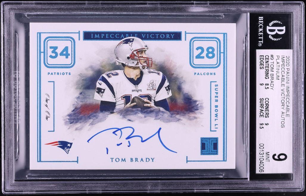 2020 Panini Impeccable Victory Platinum Tom Brady AUTO 1/1 #9 BGS 9 MINT